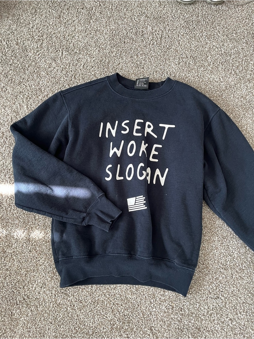 100% Cotton Bay Side Women’s Dark Blue Graphic Sweatshirt with White Slogan